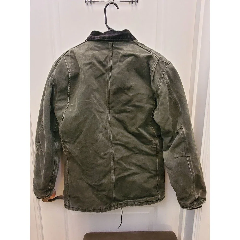 Vintage Carhartt C26 MOS Moss Green Arctic Quilt Lined Work Jacket Coat Small S